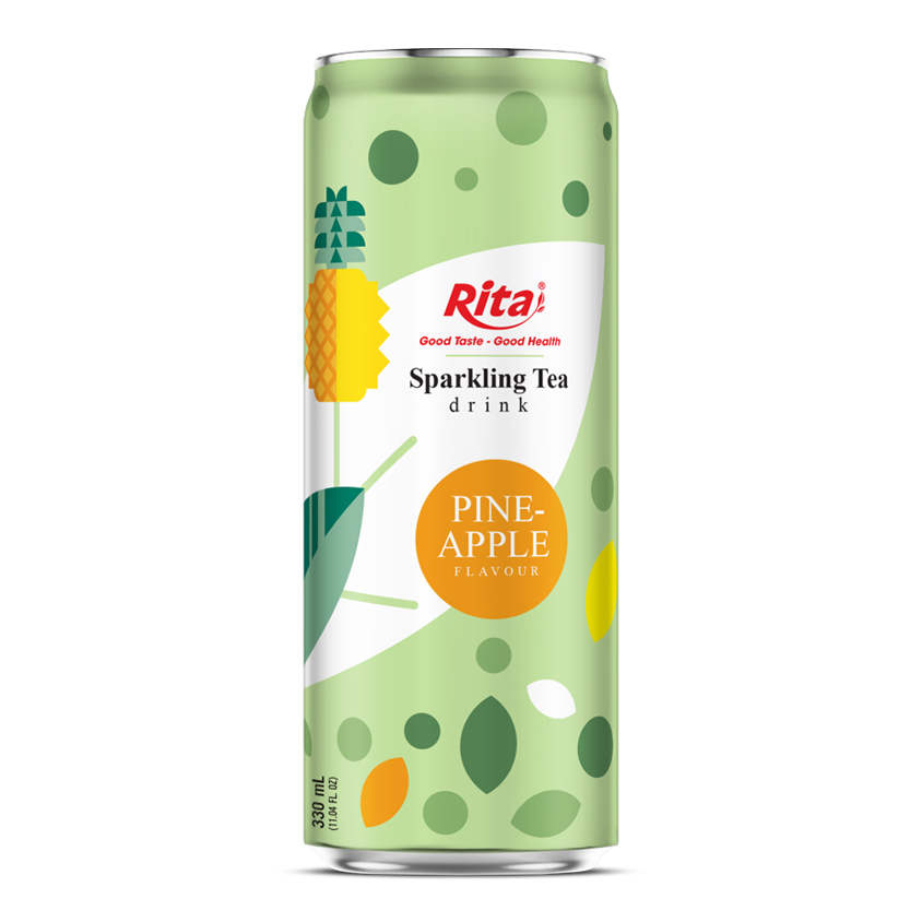Sparkling Tea Drink Pineapple Flavour 330ml Sleek Canned